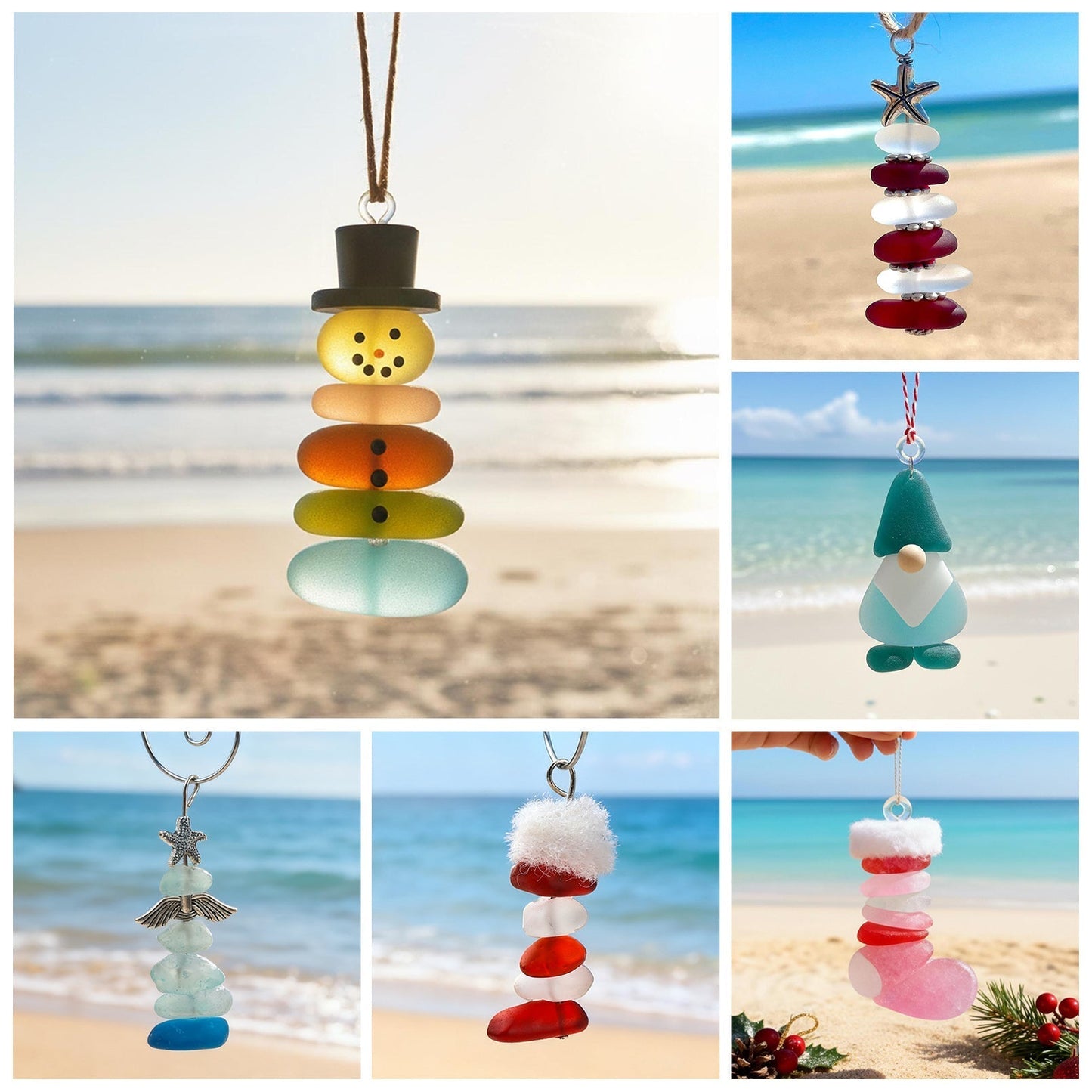 🔥Handmade Sea Glass Christmas Ornament