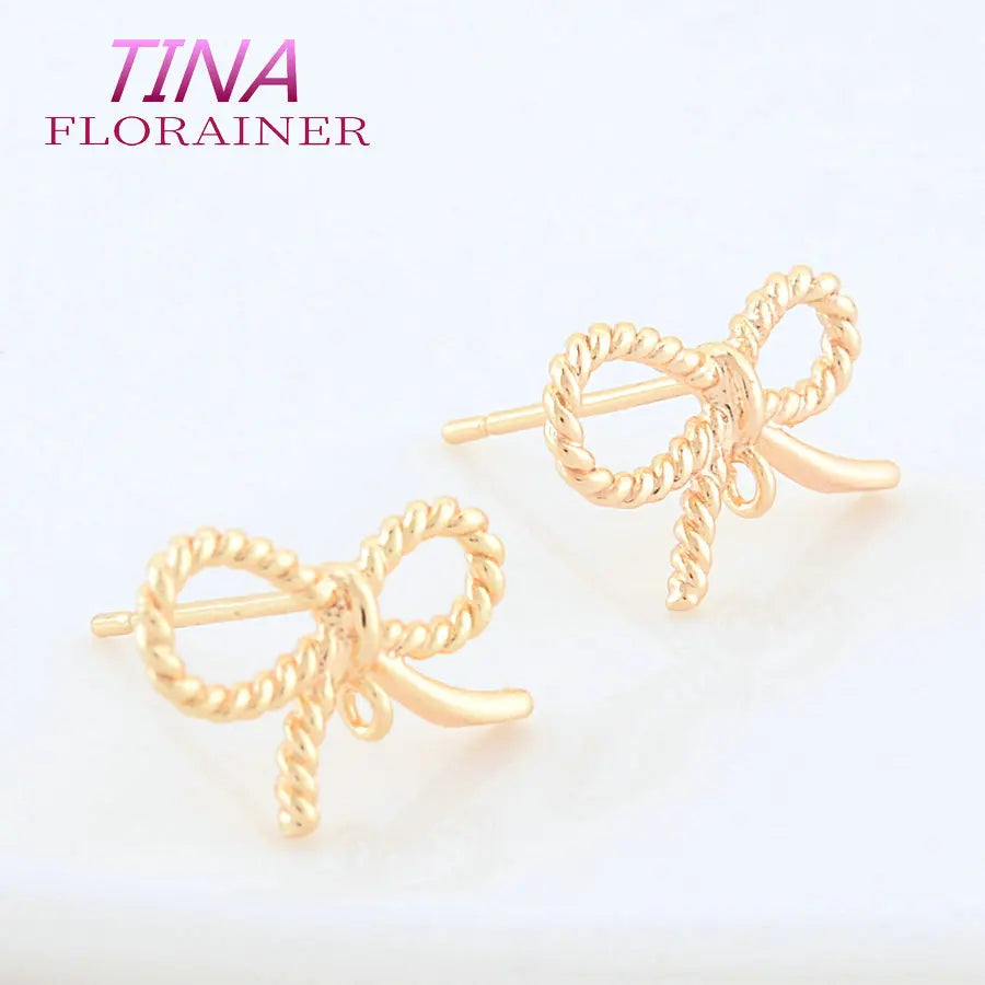 6PCS Gold Plated Bowknot Stud Earrings