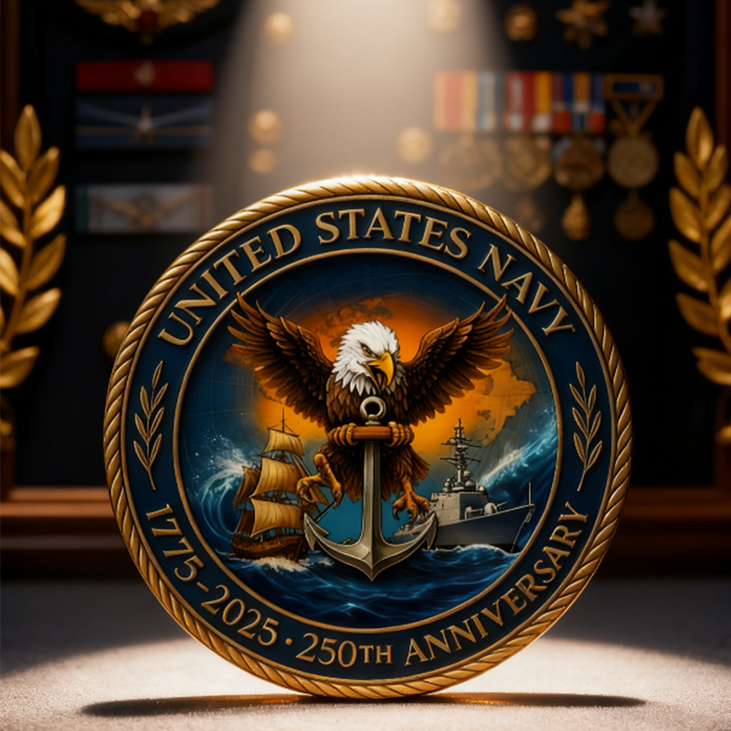 U.S. Navy Shellback Challenge Coin - 3D Sea Turtle "Crossing the Line" Commemorative Gift