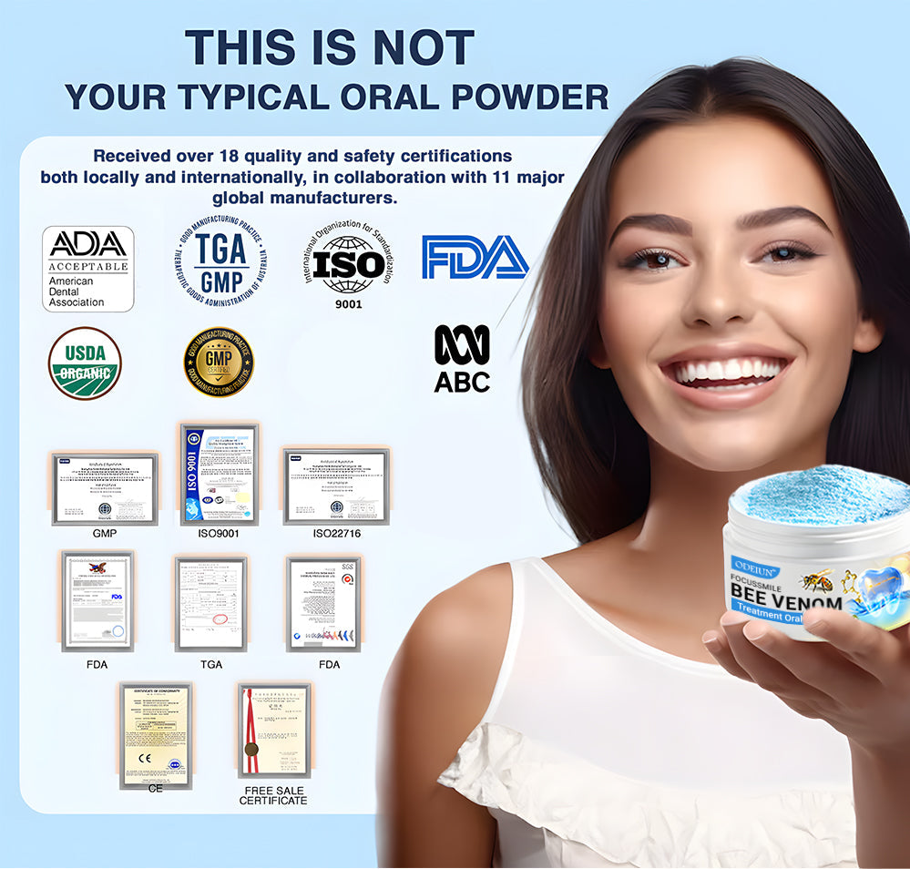 Odeiun™ Bee Venom Gum Repair Powder 🐝 (ADA Approved) 🎁 Flash Sale – Restore Teeth & Gums Now!