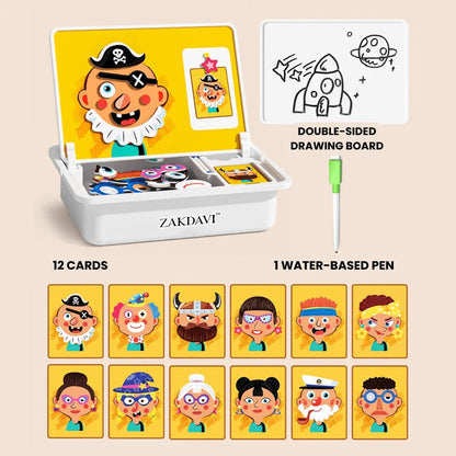 ZAKDAVI™ Montessori Magnetic Expression Blocks - STEM Logic & Emotional EQ Puzzle (Travel Ready)