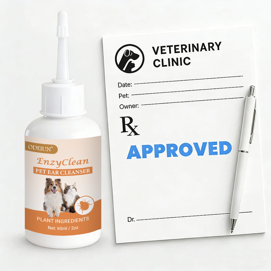 ODEIUN™ EnzyClean Pet Ear Cleaner (FDA Approved) - Advanced Enzymatic Treatment for Dog & Cat Ear Infections, Mites, Yeast & Wax Removal | Stops Itching & Odor Fast