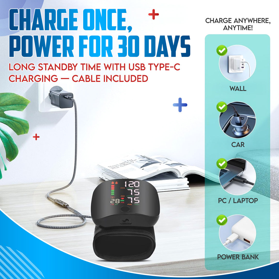 ⌚𝐀𝐮𝐭𝐨𝐦𝐚𝐭𝐢𝐜 𝐖𝐫𝐢𝐬𝐭 𝐁𝐏 Zakdavi™ - Clinically Accurate w/ Large Backlit Display, Adjustable Cuff, Voice Broadcast & Case