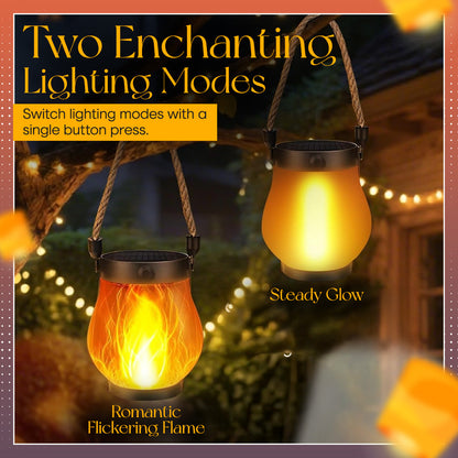 Flickering Flame Solar Lantern – Realistic Dancing Glow, Auto On/Off, Solar & USB-C, Waterproof