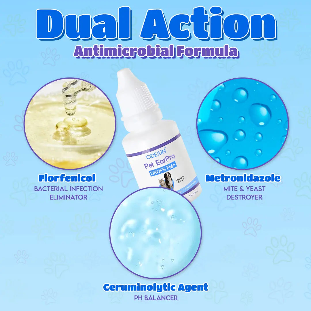 🩺 ODEIUN® Pet EarPro Drops FM+ | Vet-Grade Treatment for Mites, Yeast & Bacteria