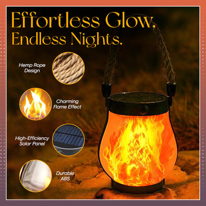 Flickering Flame Solar Lantern – Realistic Dancing Glow, Auto On/Off, Solar & USB-C, Waterproof