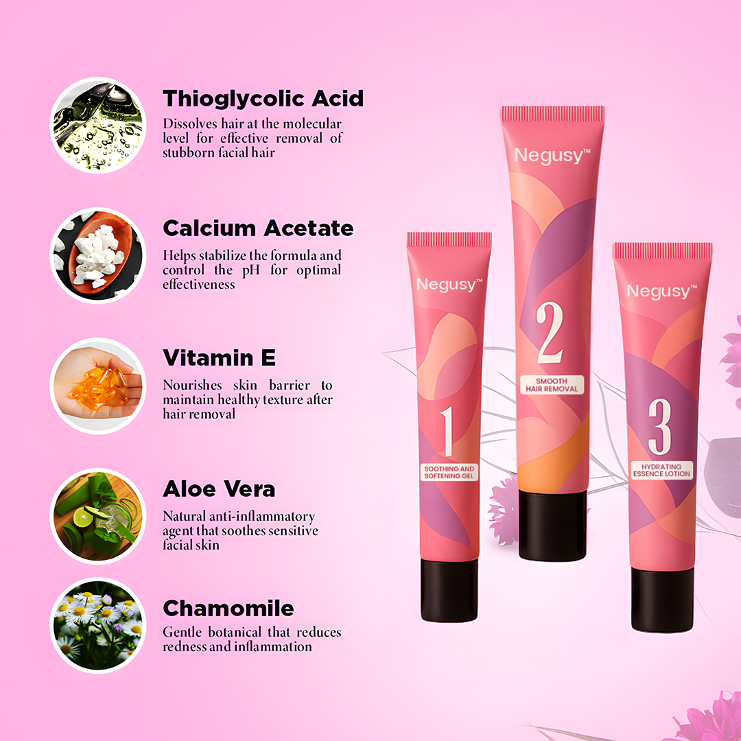 Negusy™ Painless Facial Hair Removal: Waxing Results, Zero Pain.