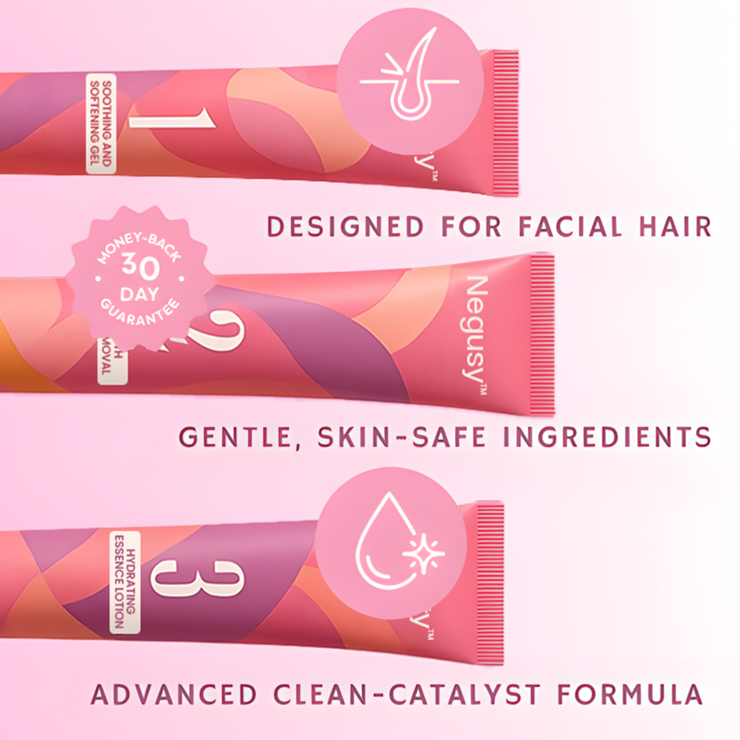 Negusy™ Painless Facial Hair Removal: Waxing Results, Zero Pain.