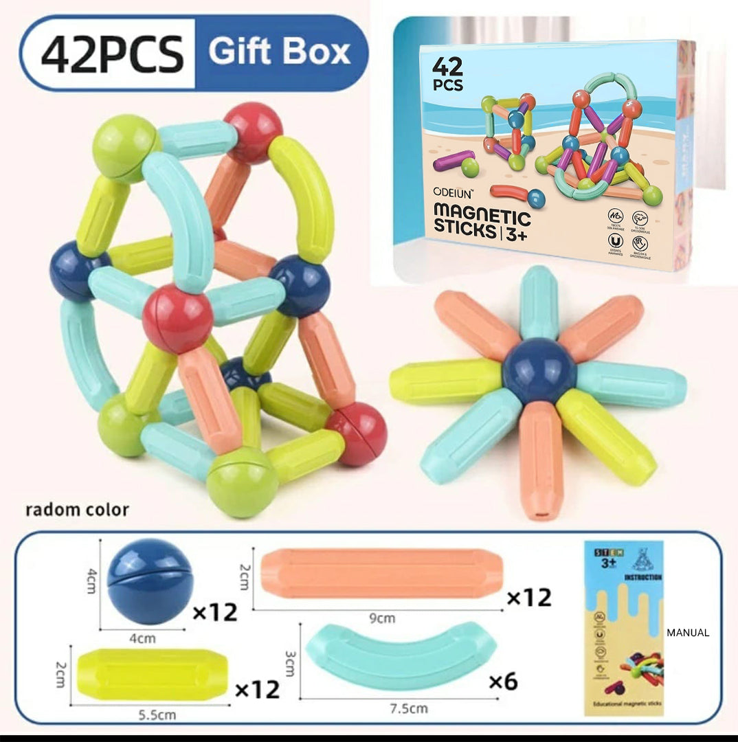 ODEIUN™ 42-Piece 3D Magnetic Puzzle Set - Safe ABS STEM Learning & Creative Building Blocks