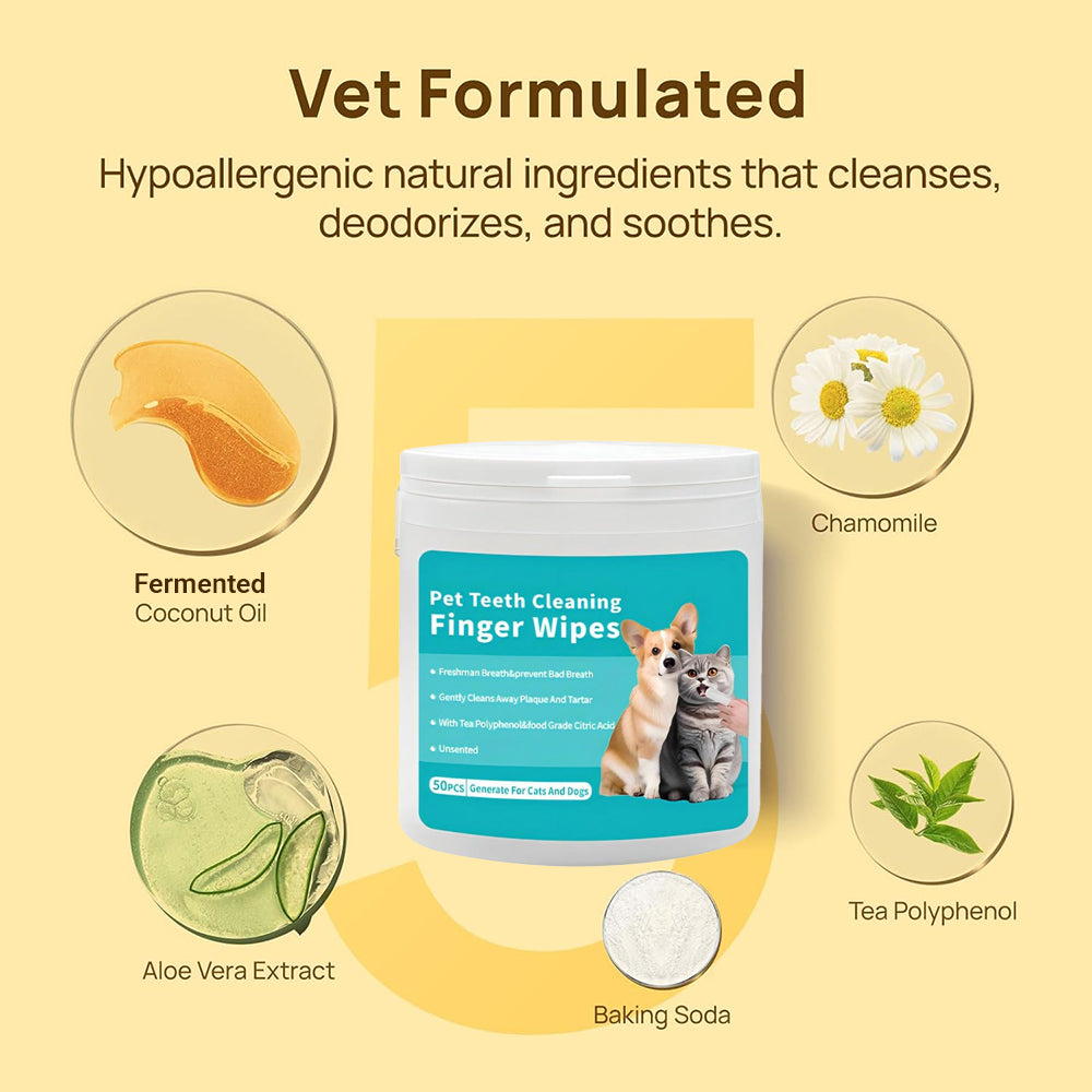 Natural Pet Dental Finger Wipes