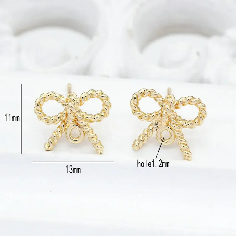 6PCS Gold Plated Bowknot Stud Earrings