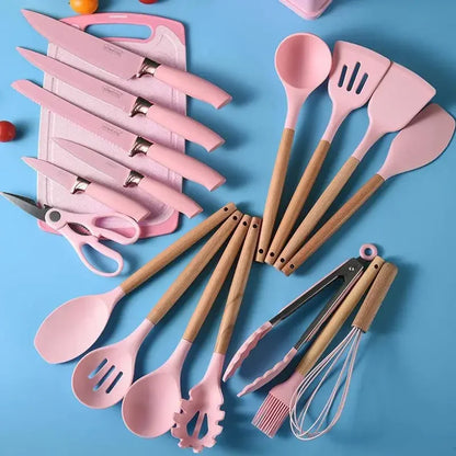 19-Piece High-Temperature Silicone Kitchenware Set