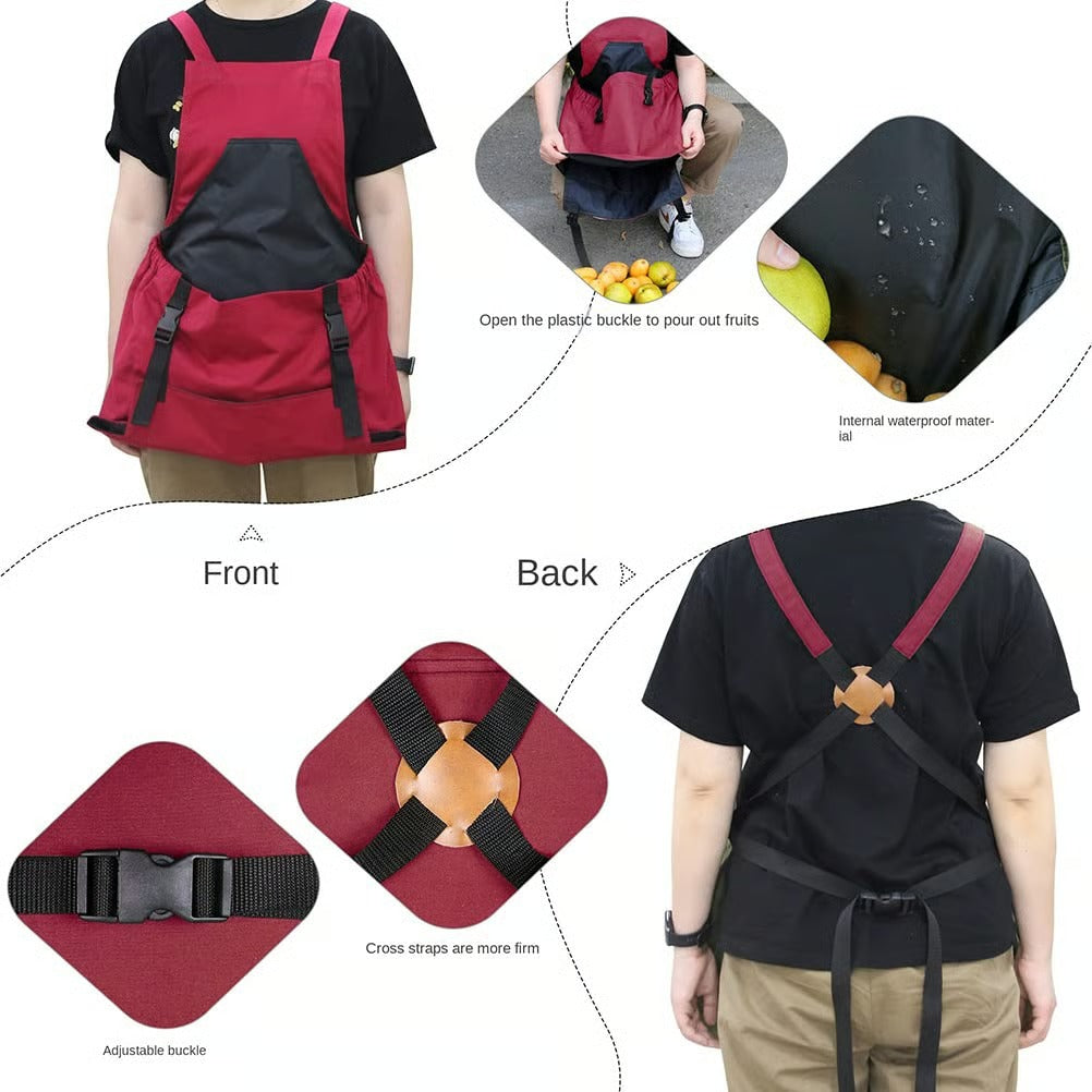 Comfortable Cross-Back Gardening Apron with Extra-Large Kangaroo Pockets to Boost Your Efficiency